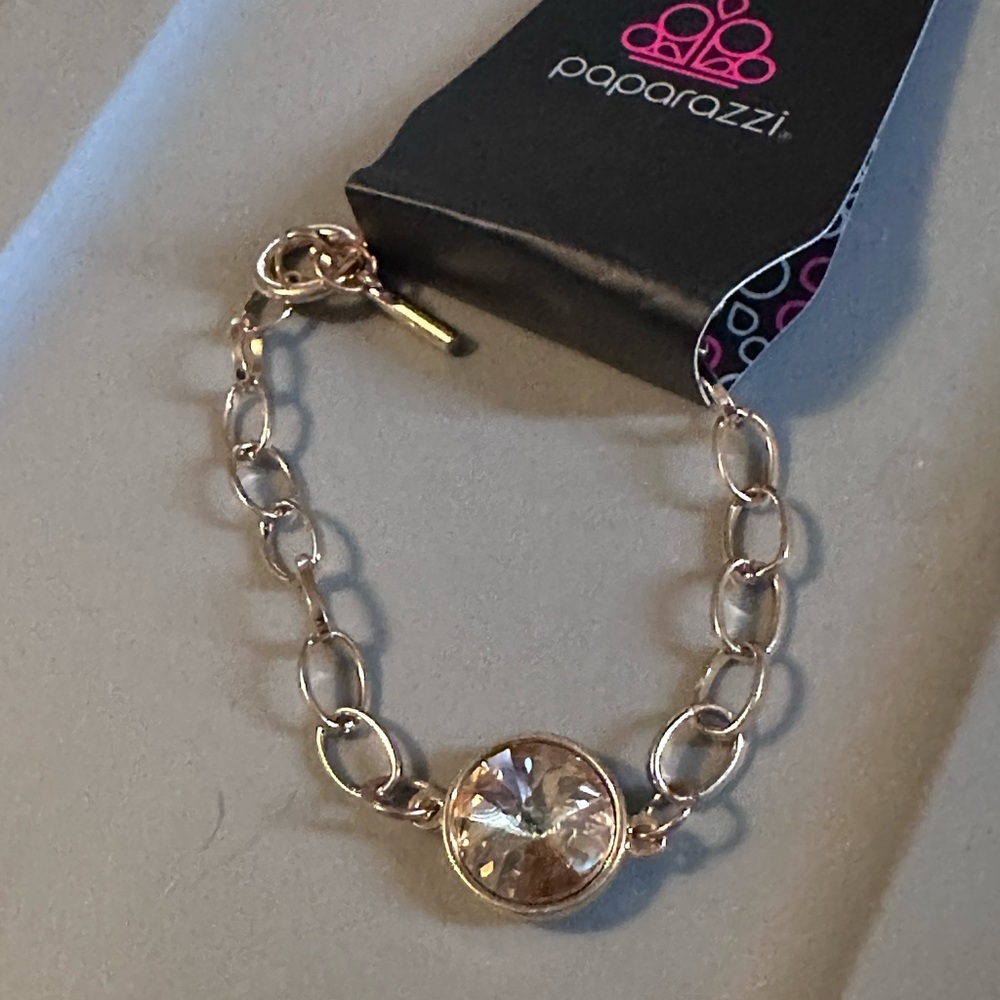 Paparazzi Gold Bracelet with Crystal Charm